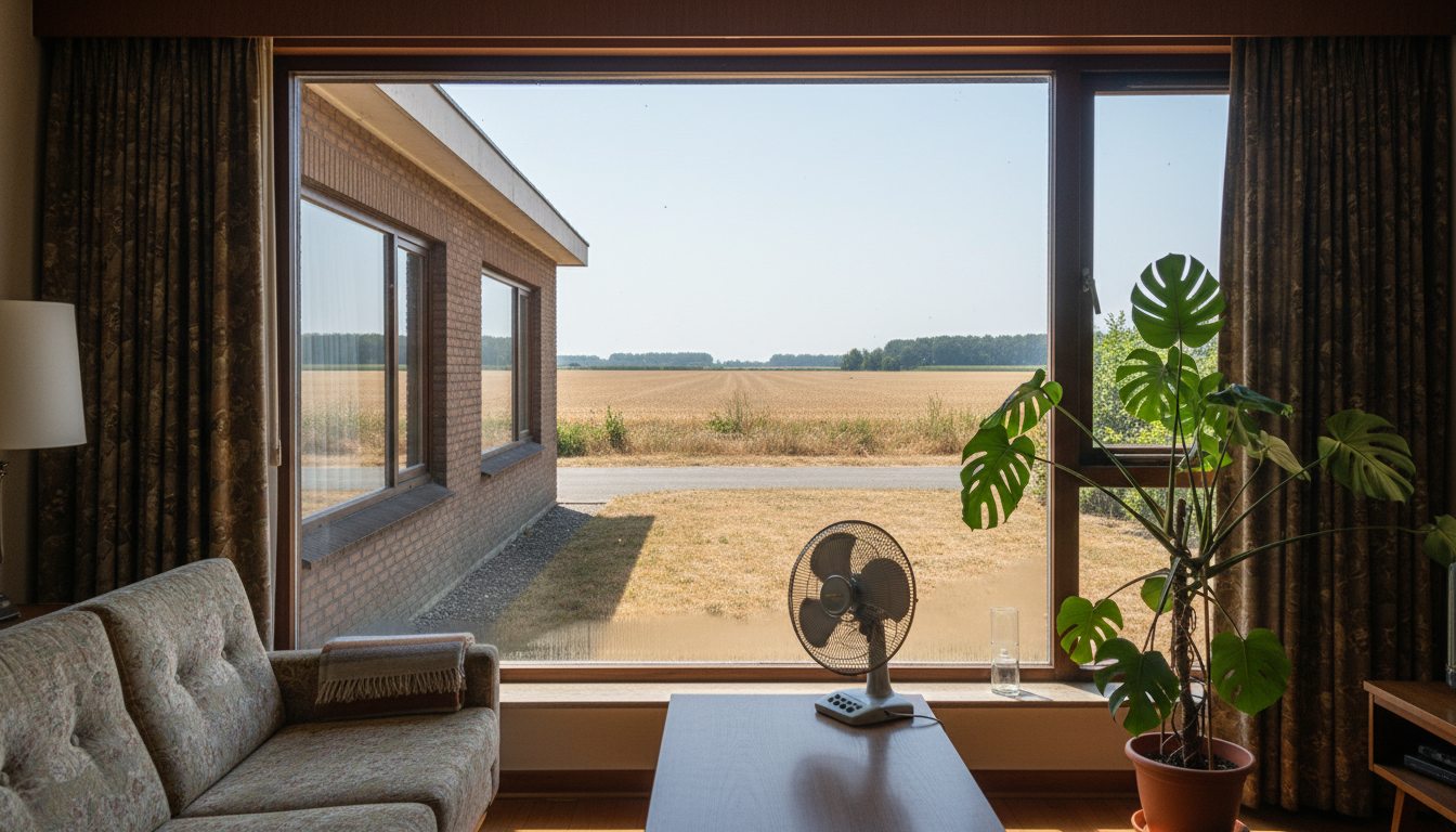 Airconditioning installatie bij bakstenen woning in Vlaanderen