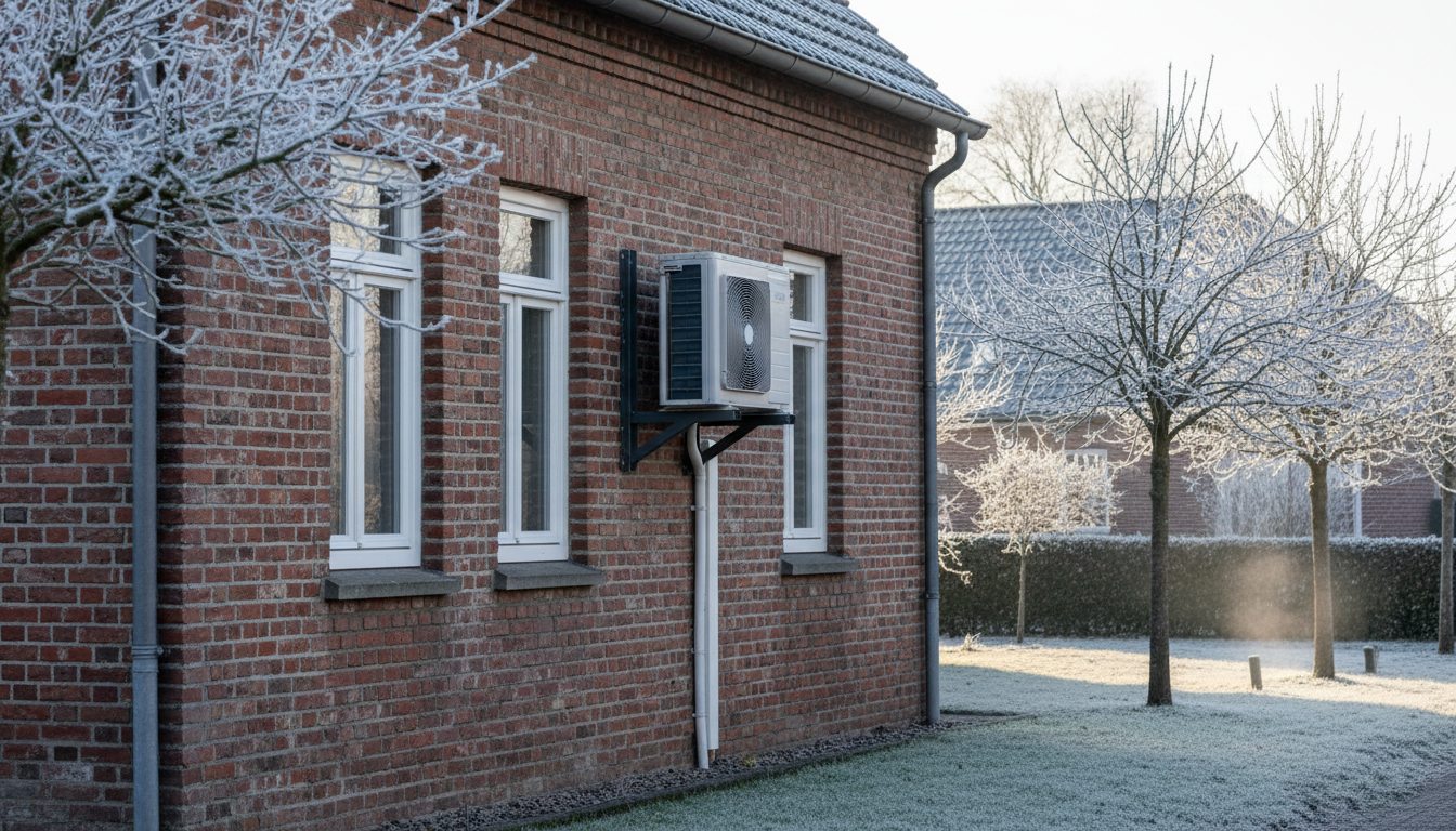 Airconditioning installatie bij bakstenen woning in Vlaanderen